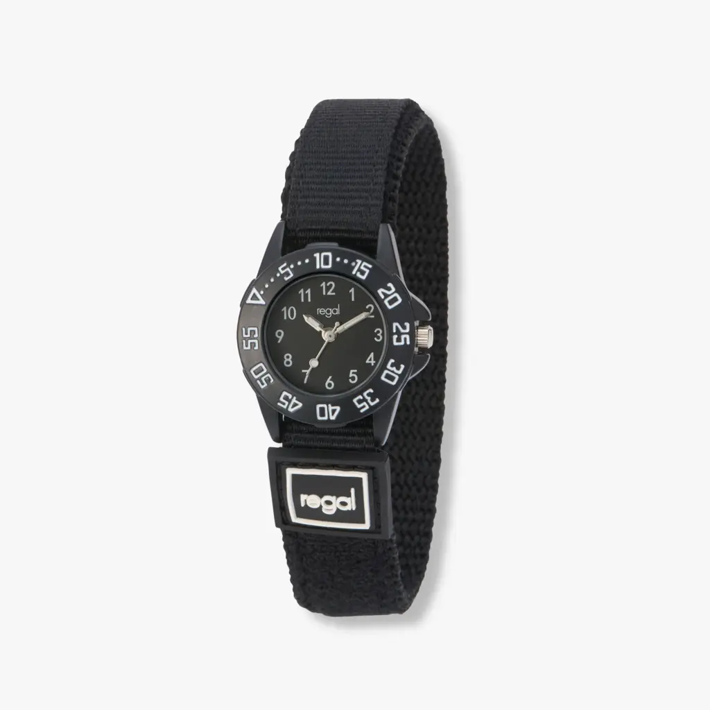 Regal barnklocka kardborreband, svart 28 mm