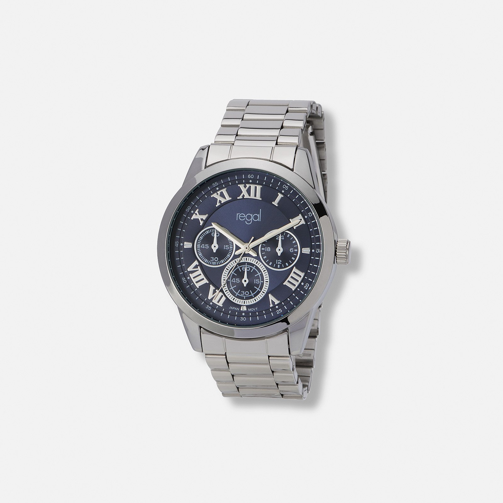Regal klockset herr - metallband, silver/svart, 41mm