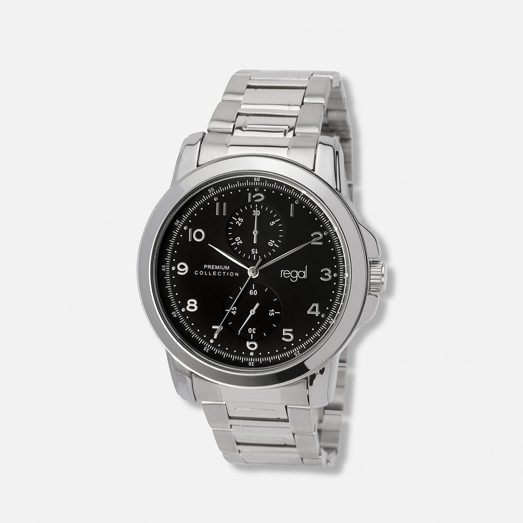 Regal klockset herr, metall, svart/silver - 45 mm