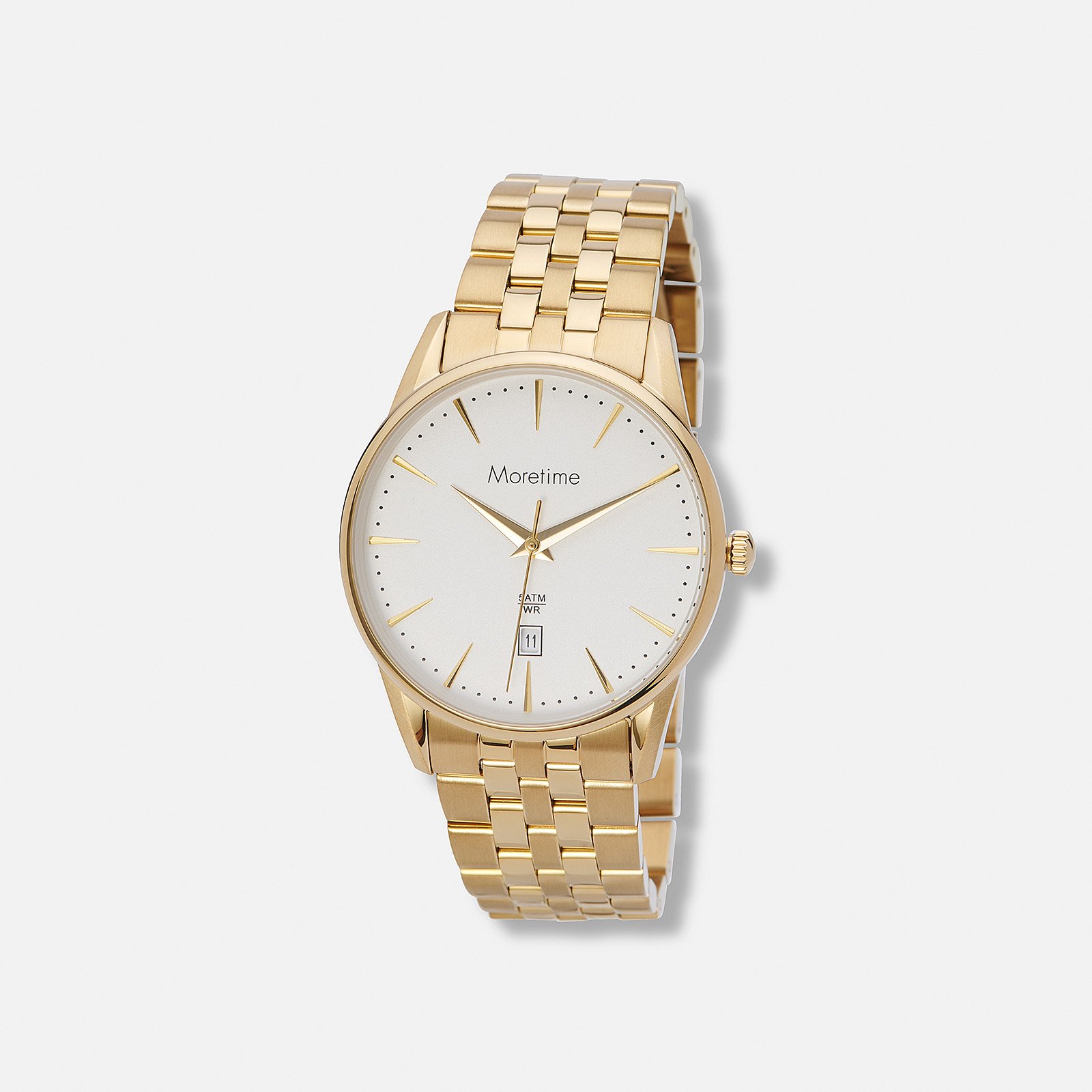 Moretime klockset herr, metall, guld/vit - 38 mm