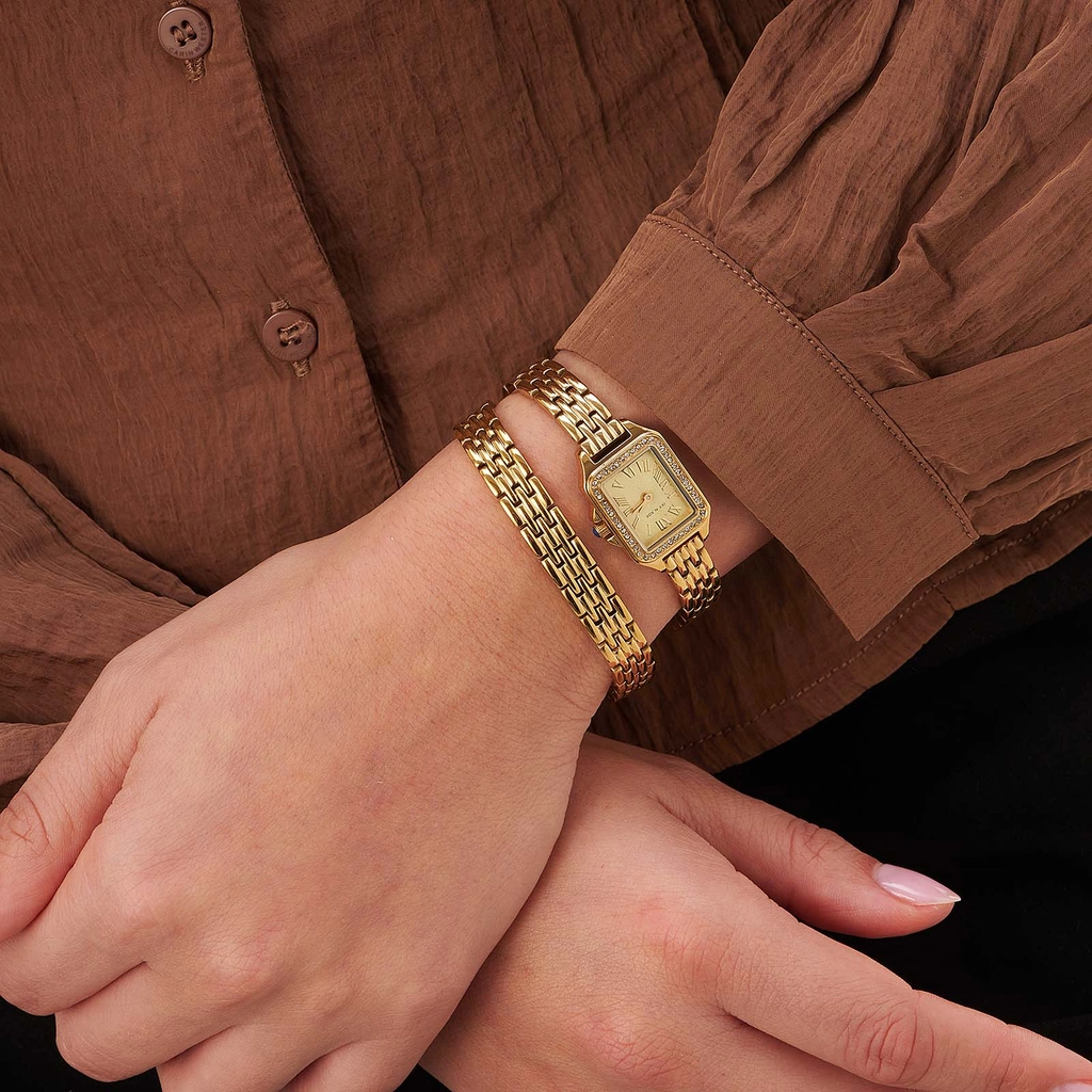 Ivy n Rox Embrace damklocka, guld/vit - 17x28 mm