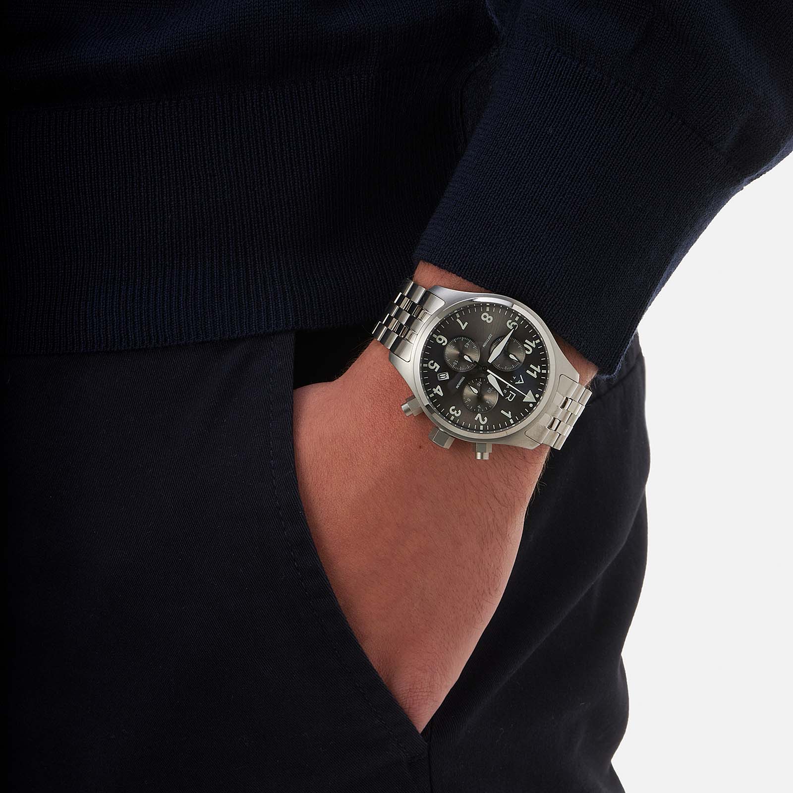 Air Time Chrono, grå tavla, titanlänk - 42 mm