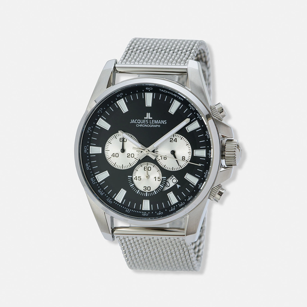 Jacques Lemans Liverpool herrklocka - set svart/stål, 44 mm