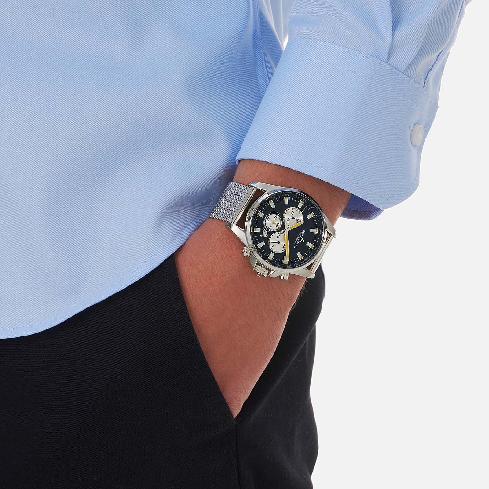 Jacques Lemans Liverpool herrklocka - set blå/stål, 44 mm