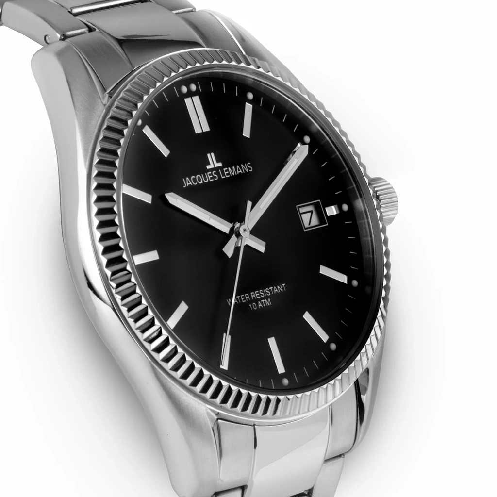 Jacques Lemans Derby - herrklocka, svart/stål, 40 mm