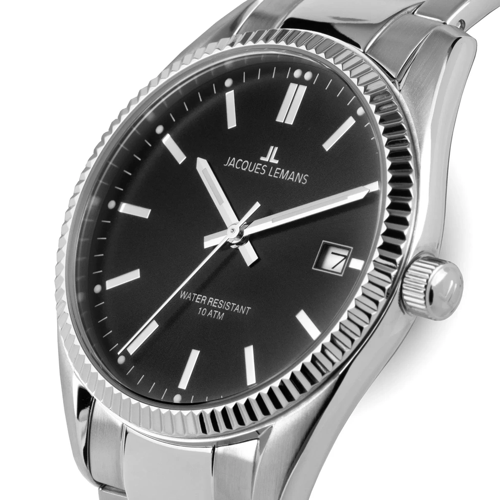 Jacques Lemans Derby - herrklocka, svart/stål, 40 mm