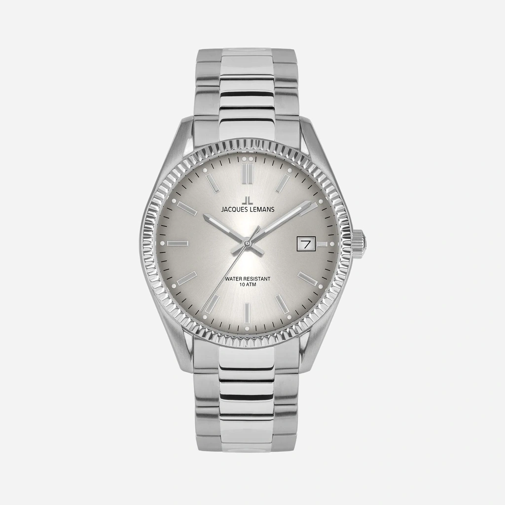 Jacques Lemans Derby - damklocka, vit/stål, 34 mm