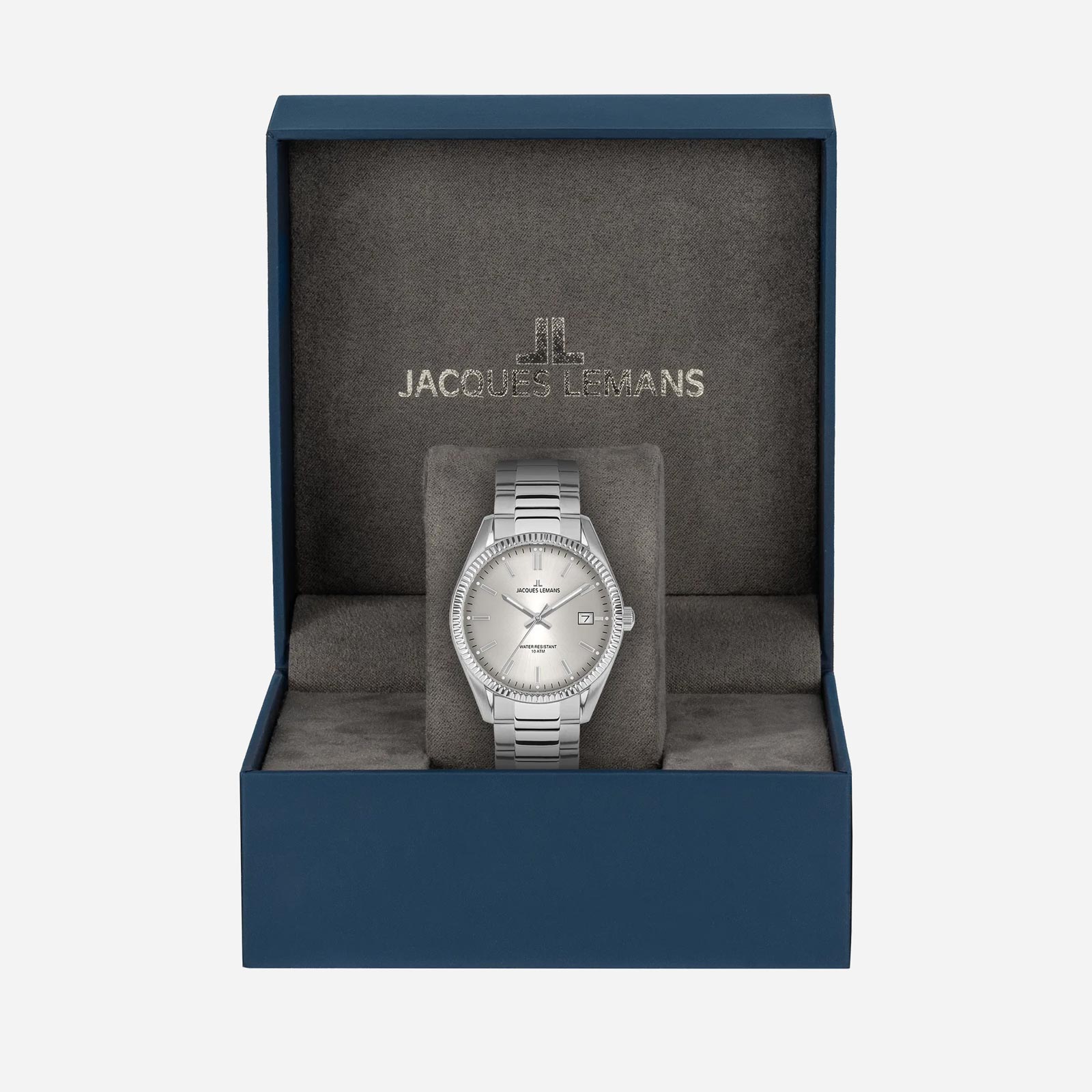 Jacques Lemans Derby - damklocka, vit/stål, 34 mm Jacques Lemans Derby - damklocka, vit/stål, 34 mm