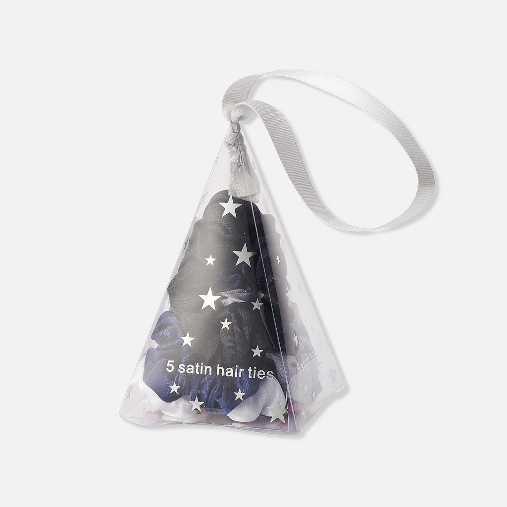 Presentförpackning med fem scrunchies svart/grå