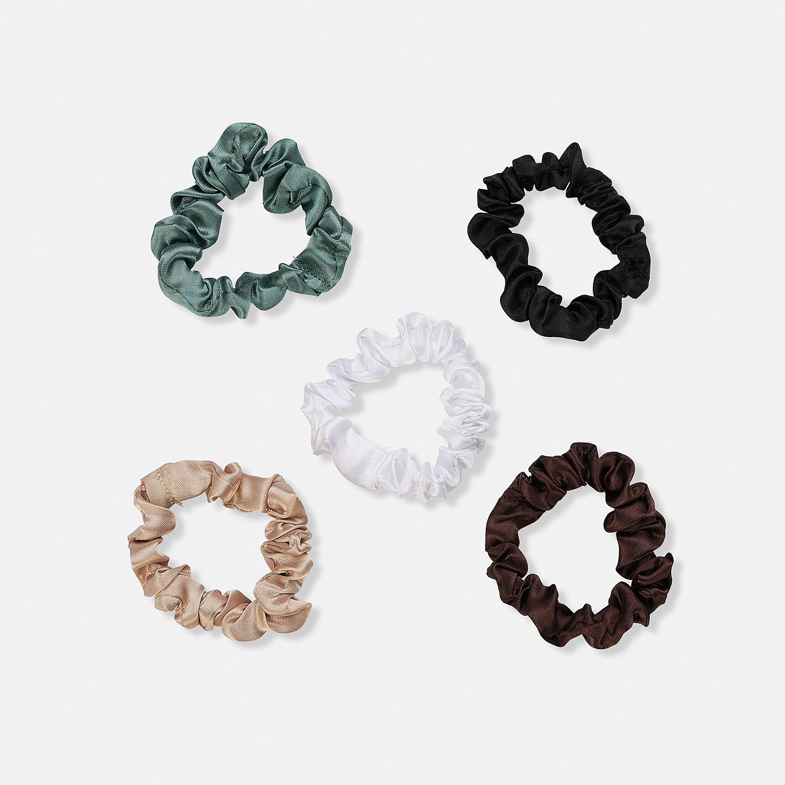Presentförpackning med fem scrunchies brun/beige