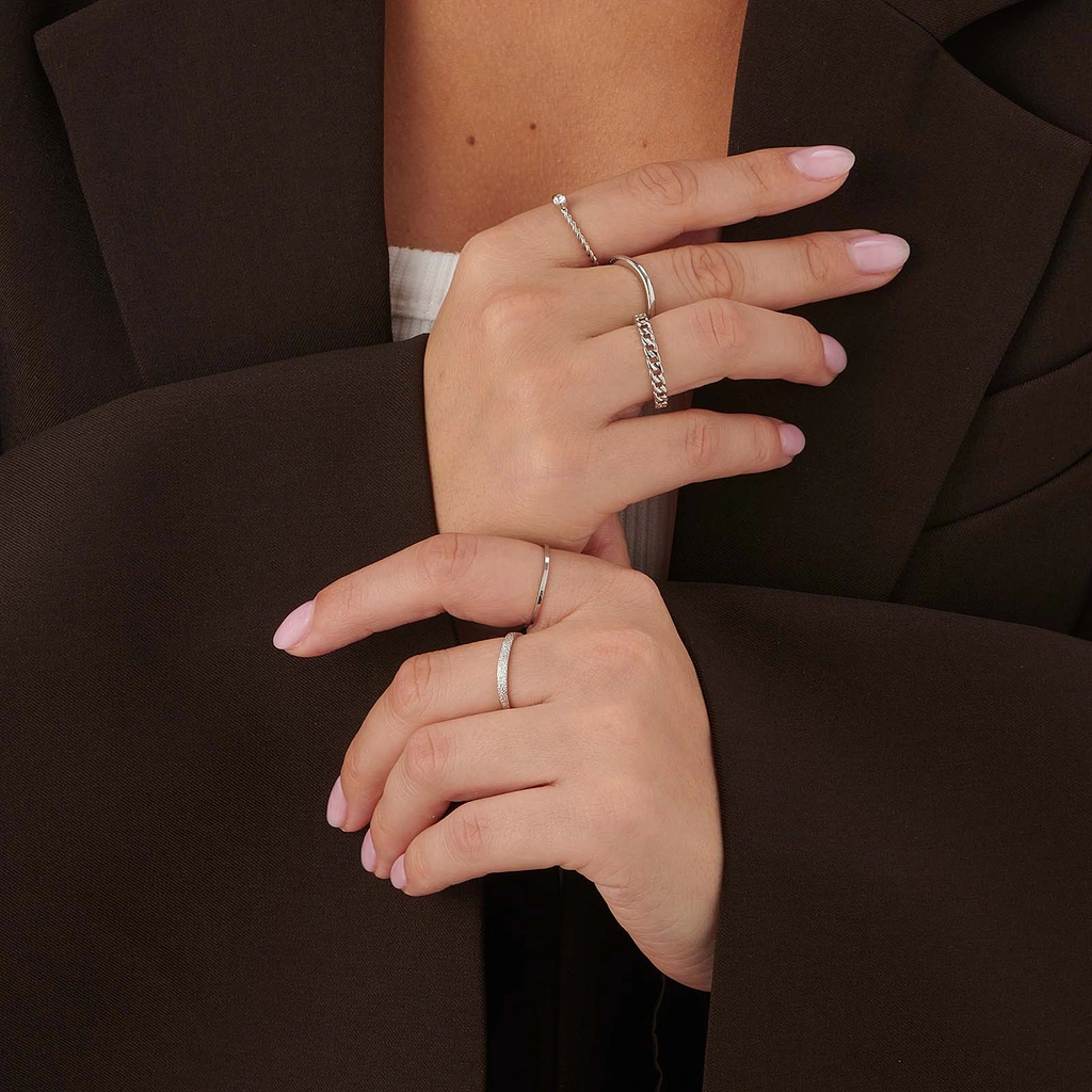 5-pack silverfärgade tunna ringar - 17