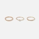 3-pack guldfärgade ringar med stenar - 18