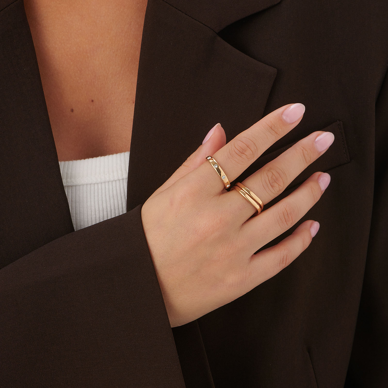 3-pack olika guldfärgade ringar