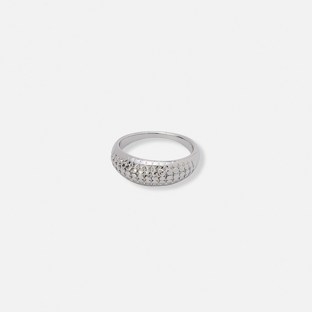 Silverfärgad chunky ring med prickar - 19