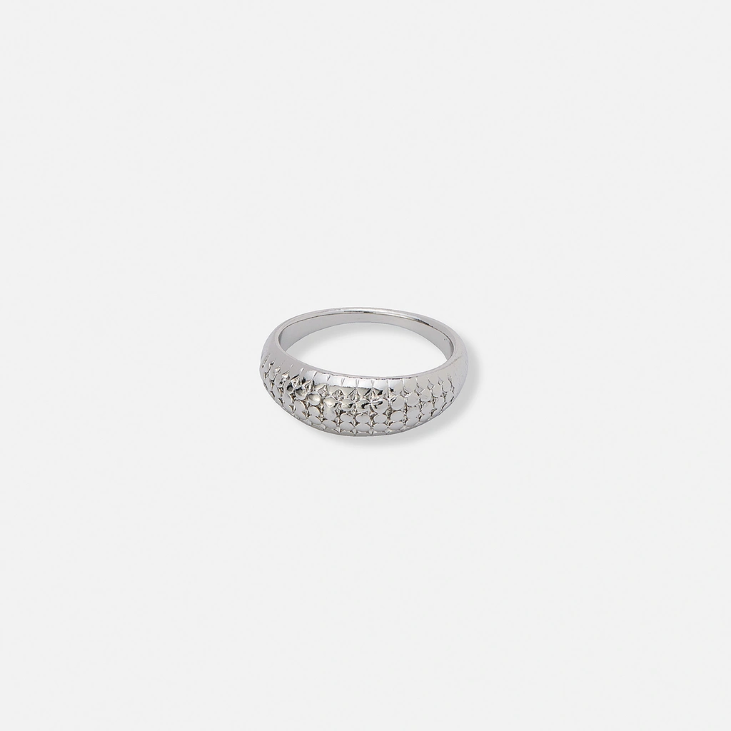 Silverfärgad chunky ring med prickar - 19