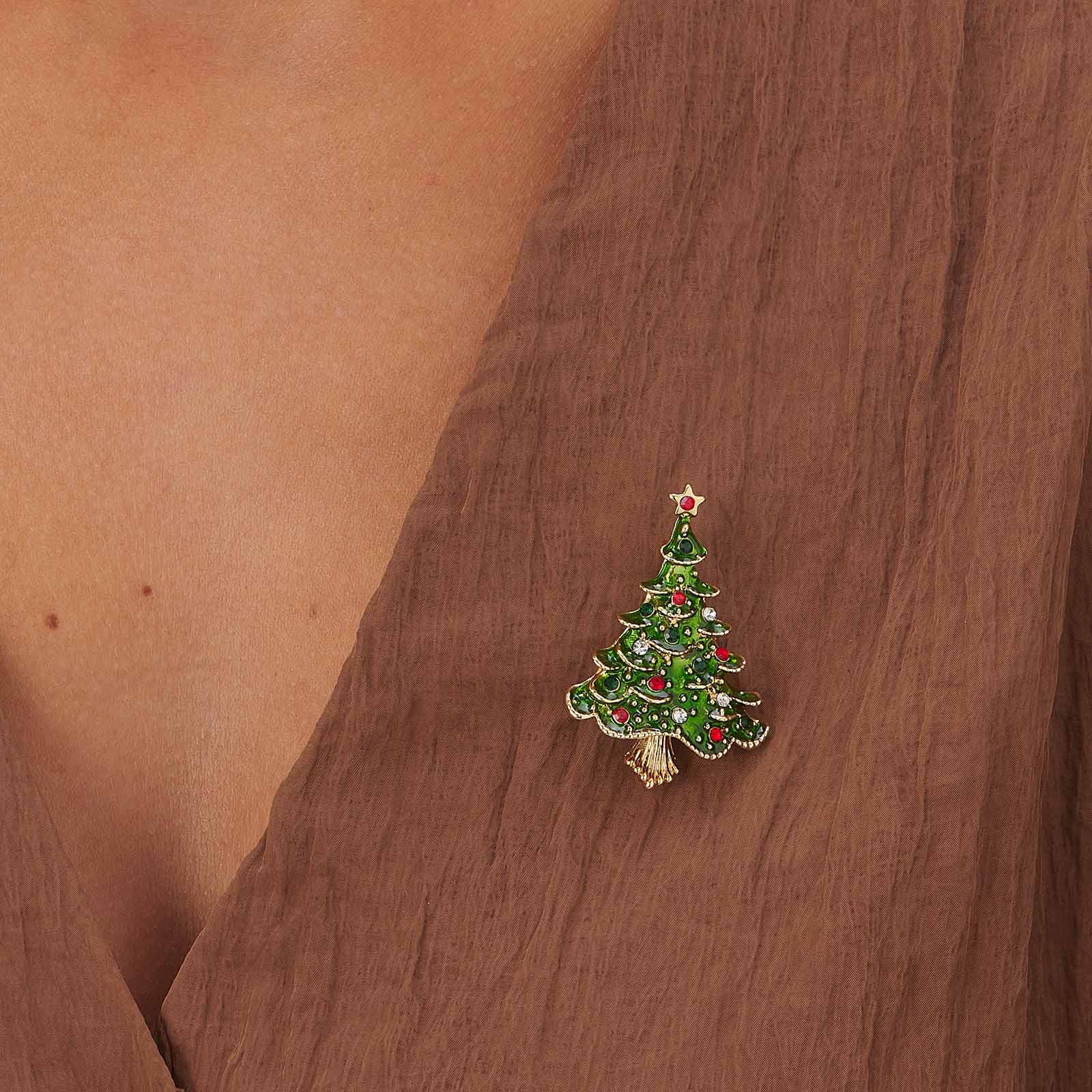 Julbrosch grön gran med stenar Julbrosch grön gran med stenar