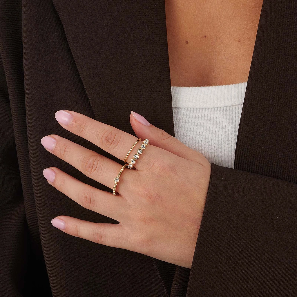 3-pack guldfärgade tunna ringar - 17