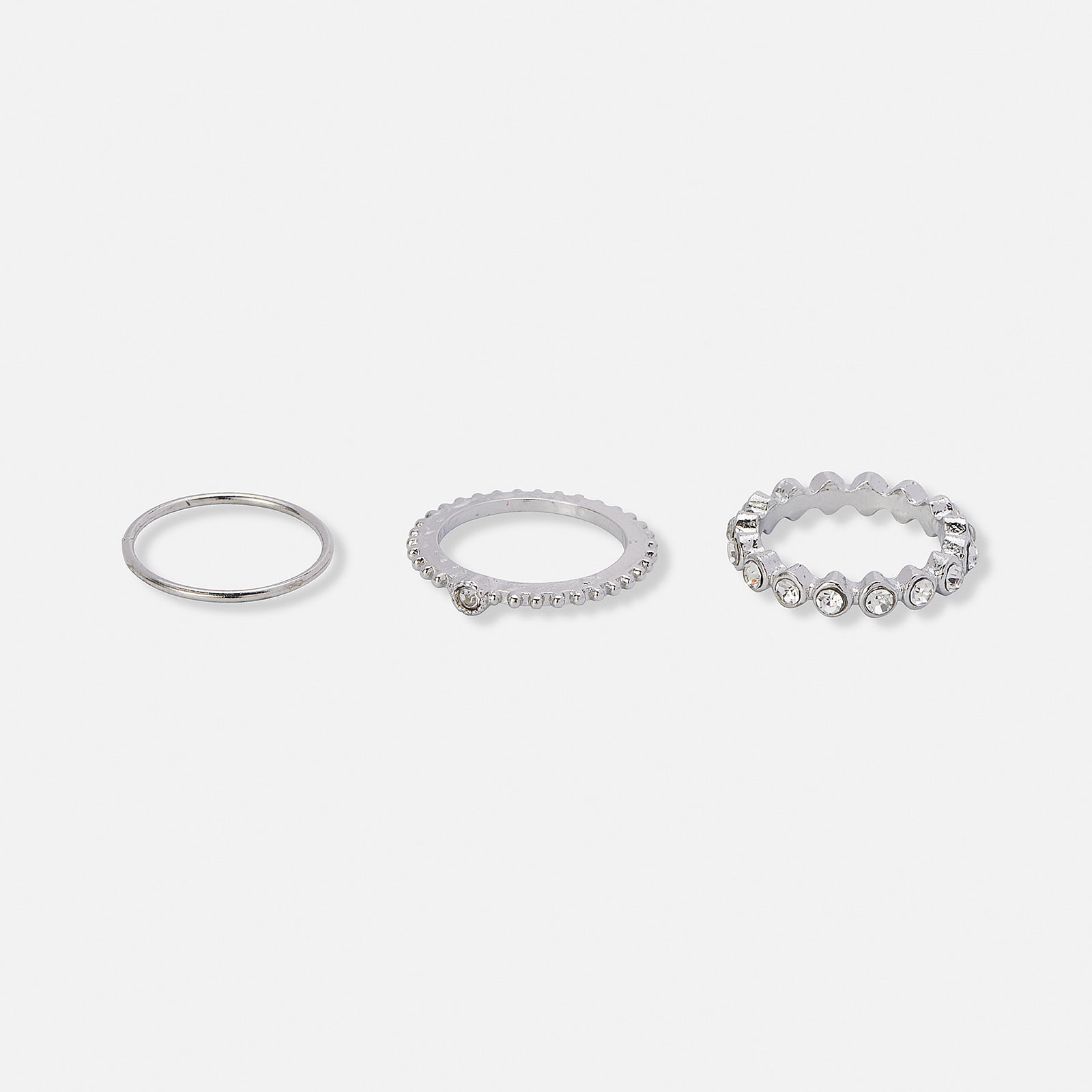 3-pack silverfärgade tunna ringar