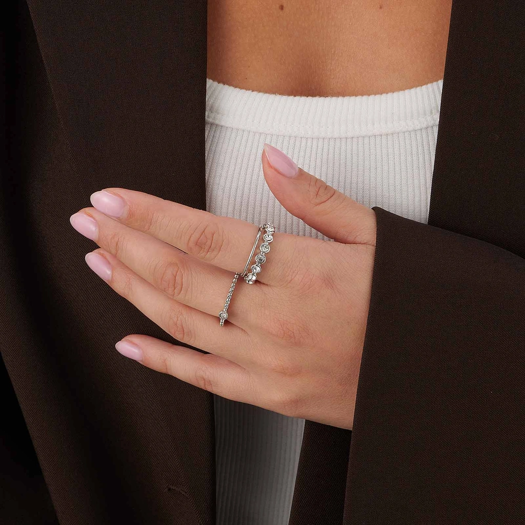 3-pack silverfärgade tunna ringar - 17