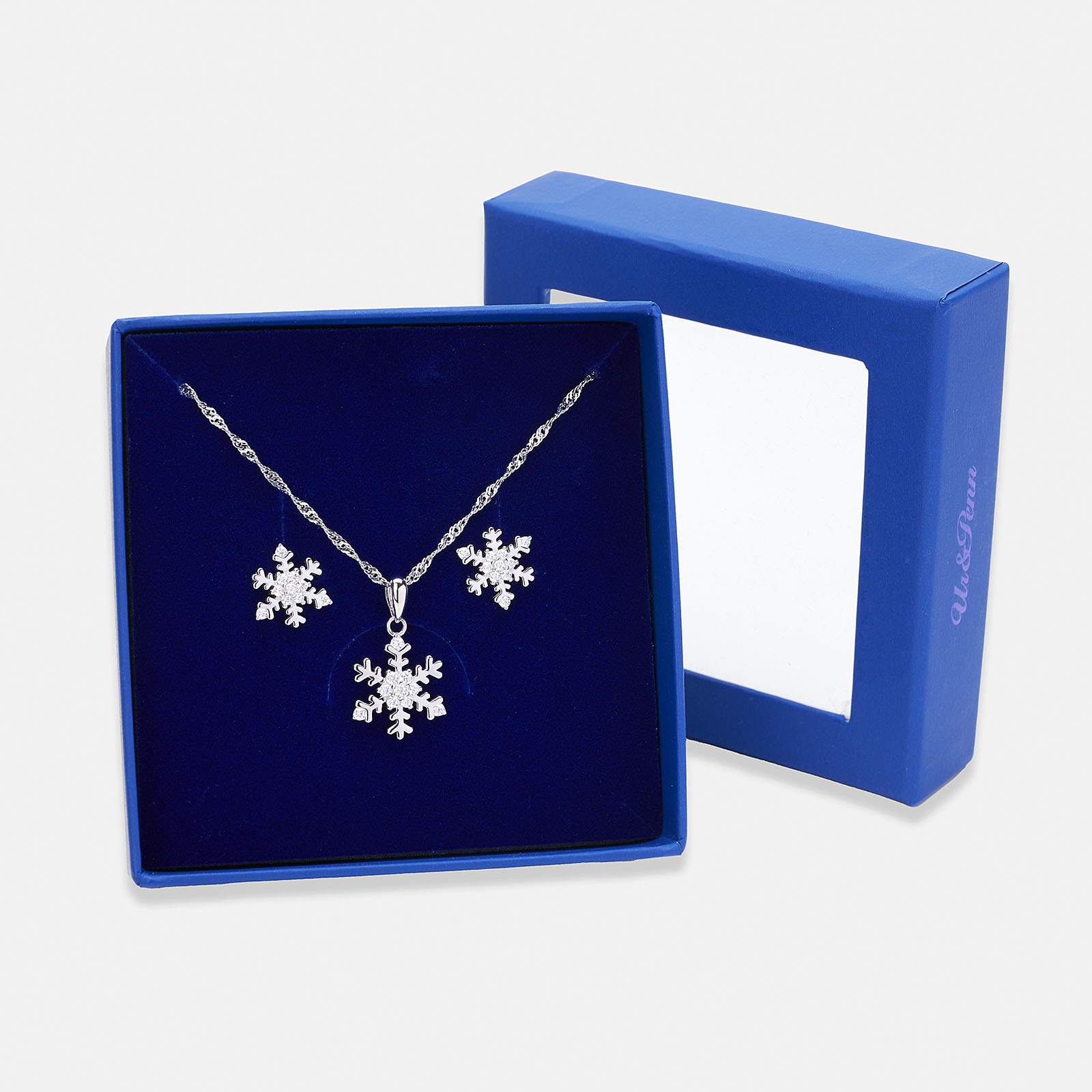 Örhängen & halsband set i äkta silver - snöflingor Örhängen & halsband set i äkta silver - snöflingor