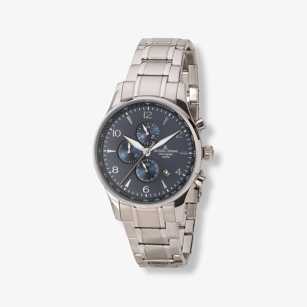 Jacques Lemans London herr, stål/blå 44 mm - 1-1844ZG