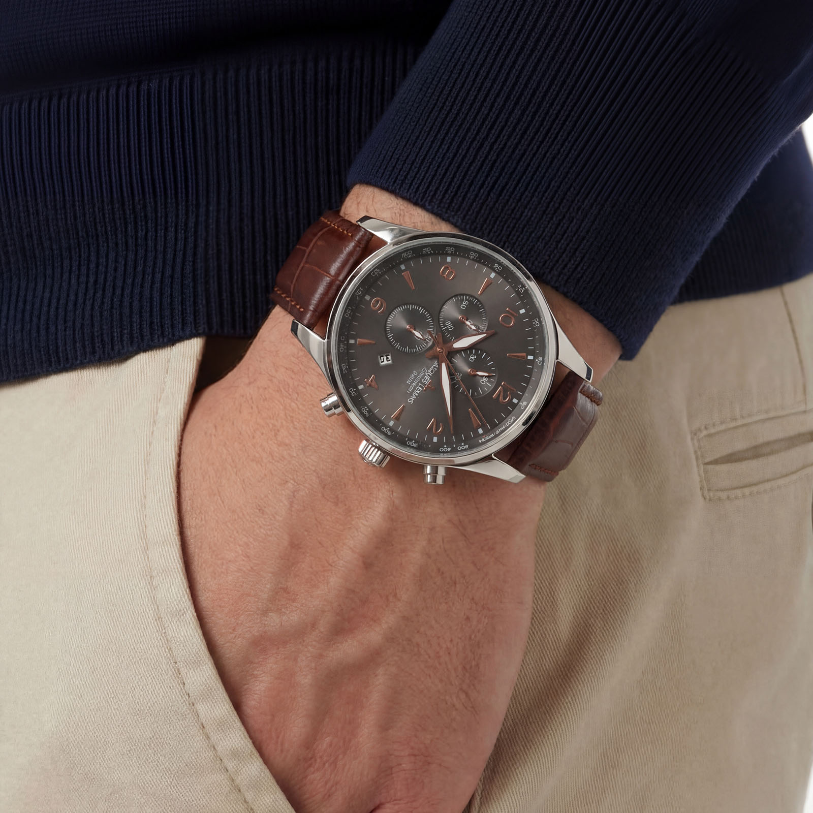 Jacques Lemans London herr, svart/brun 44 mm - 1-1844ZK