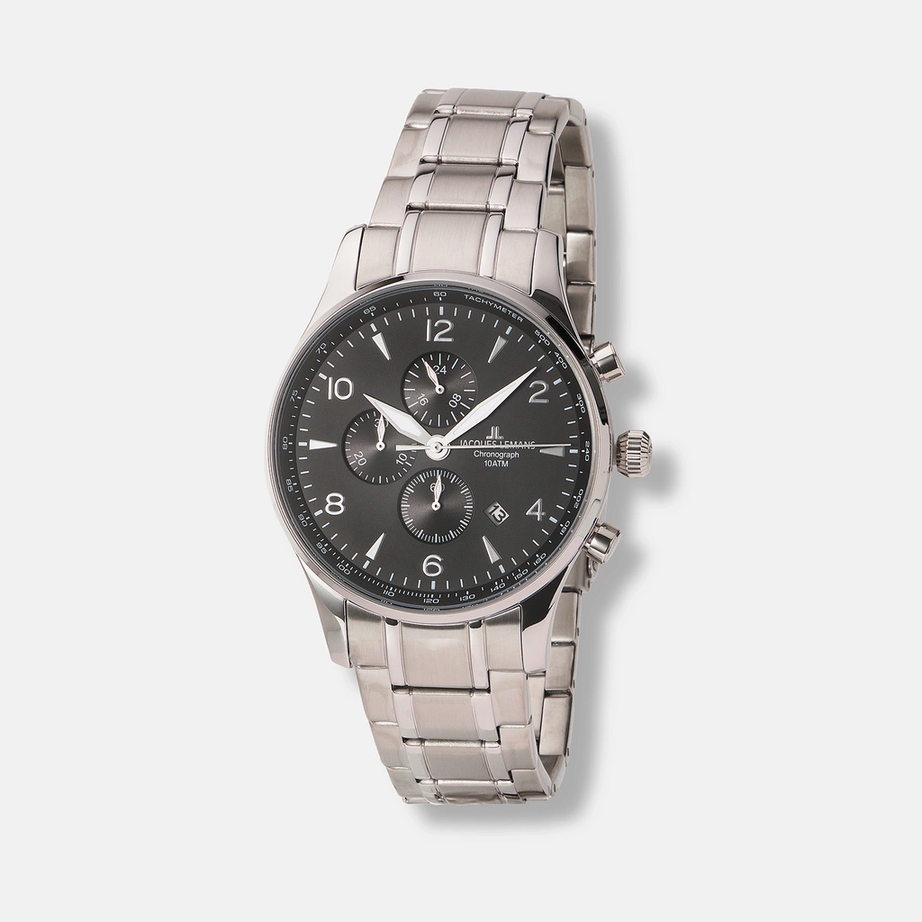 Jacques Lemans London herr, stål/svart 44 mm - 1-1844ZE
