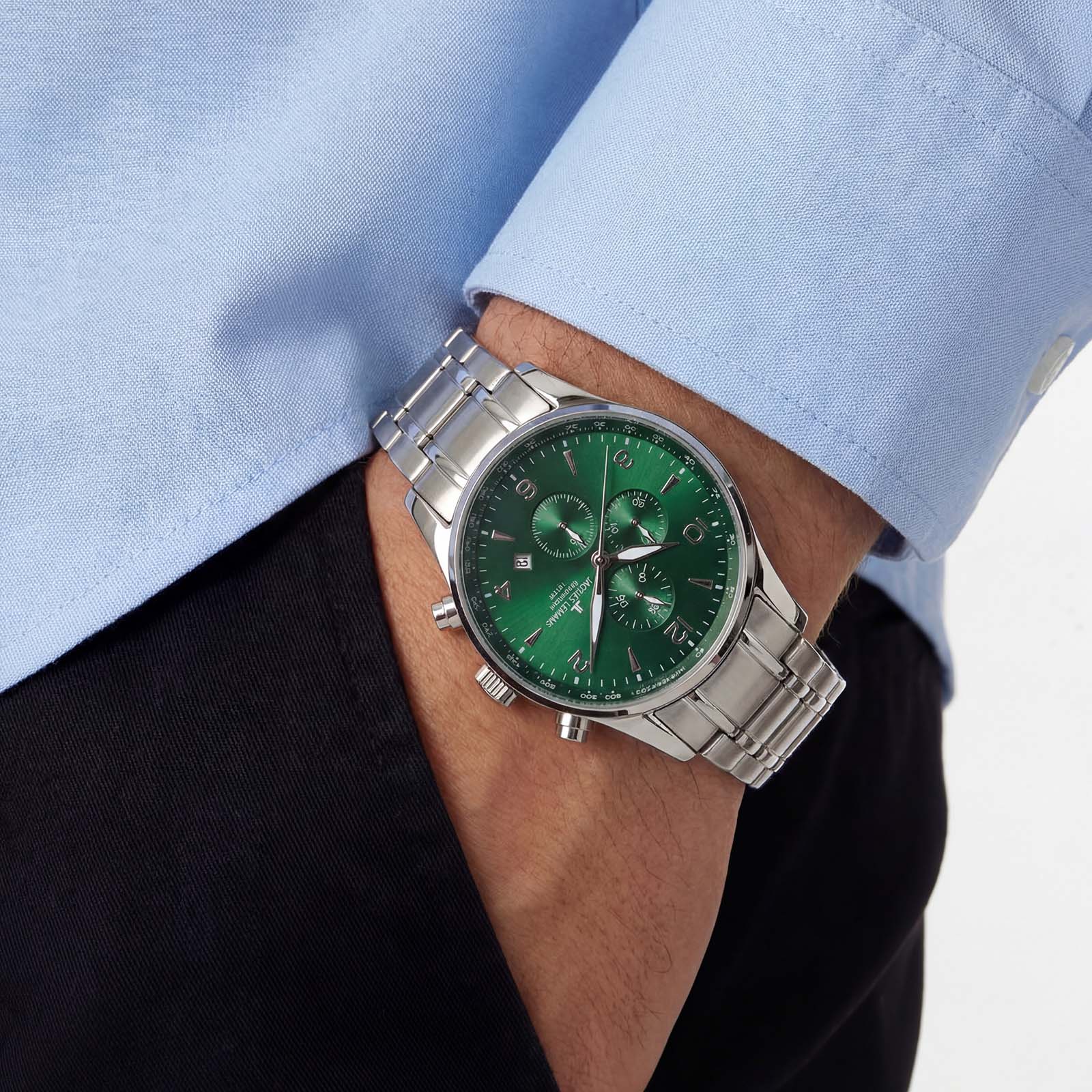 Jacques Lemans London herr, stål/grön 44 mm - 1-1844ZN