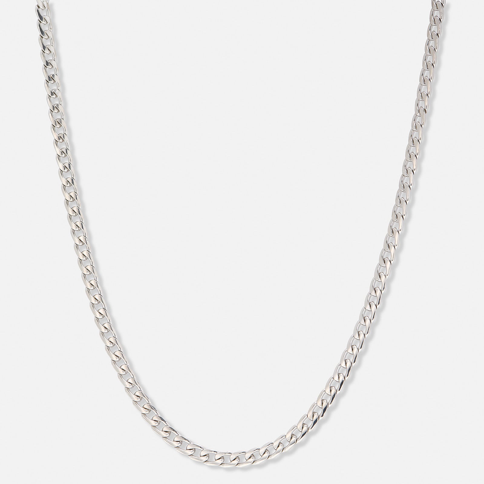 Silverfärgat halsband, pansarlänk - 38+8cm