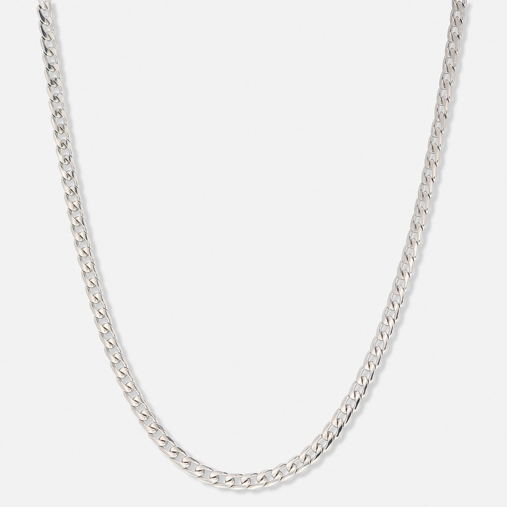 Silverfärgat halsband, pansarlänk - 38+8cm