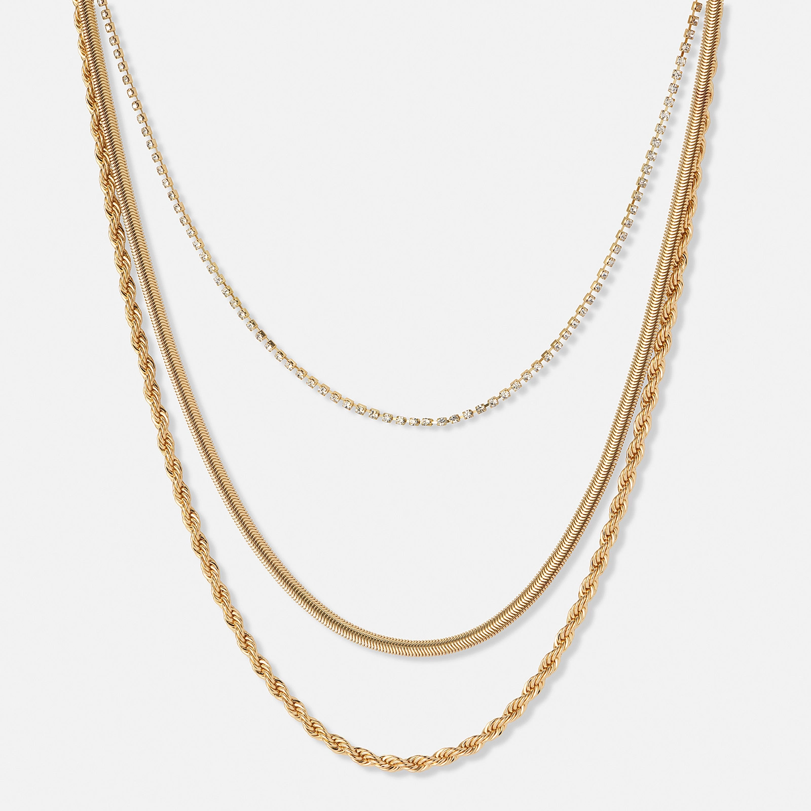 Treradigt guldfärgat halsband i olika stilar - 38+8cm