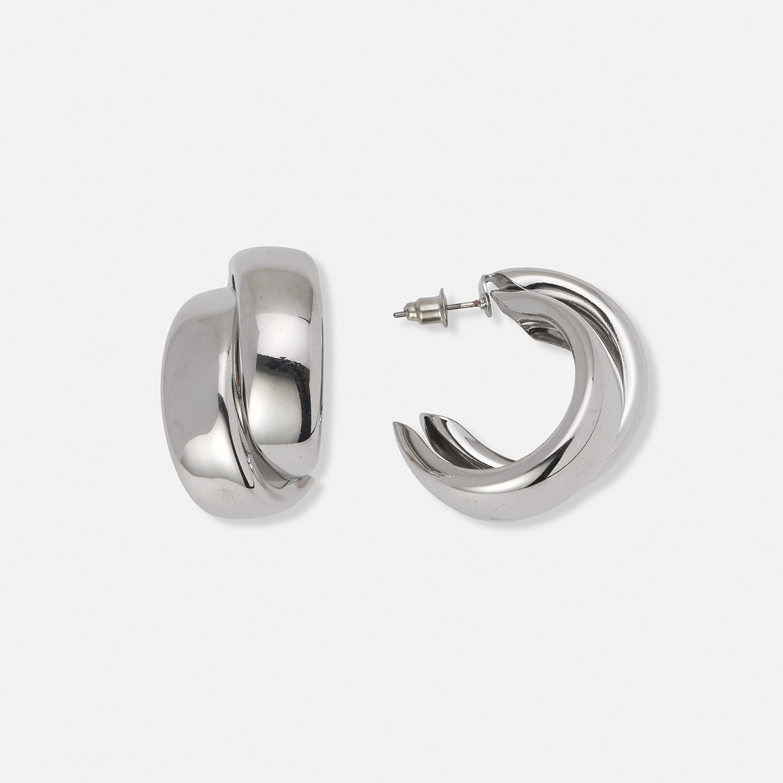 Silverfärgade hoops, dubbla ringar - 35x35 mm