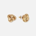 Guldfärgade örhängen, studs med knutar - 22 mm