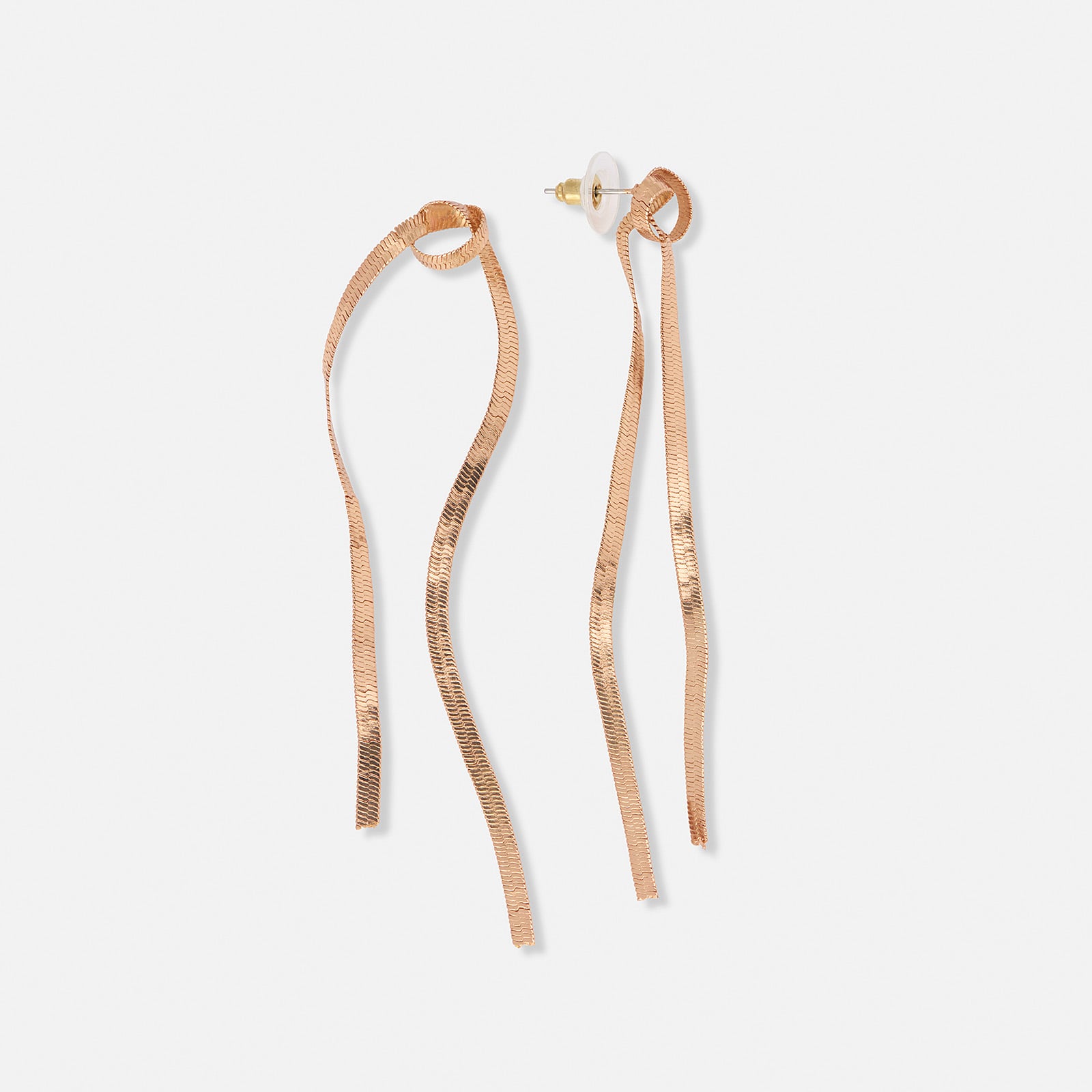 Guldfärgade långa örhängen, fiskbenskedja - 9cm