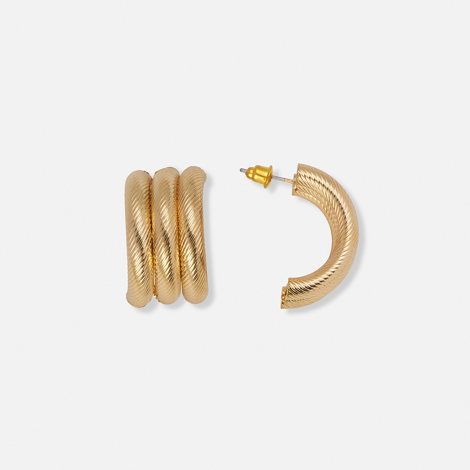 Guldfärgade C-hoops, tre rader - storek