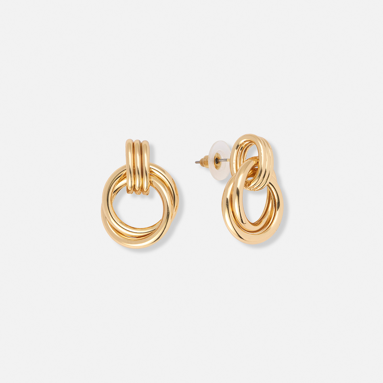 Guldfärgade örhängen, länkade ringar - 20mm