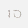 Silverfärgade hoops, två rader stenar - 20mm