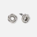 Silverfärgade örhängen, vridna ringar - 20x20mm