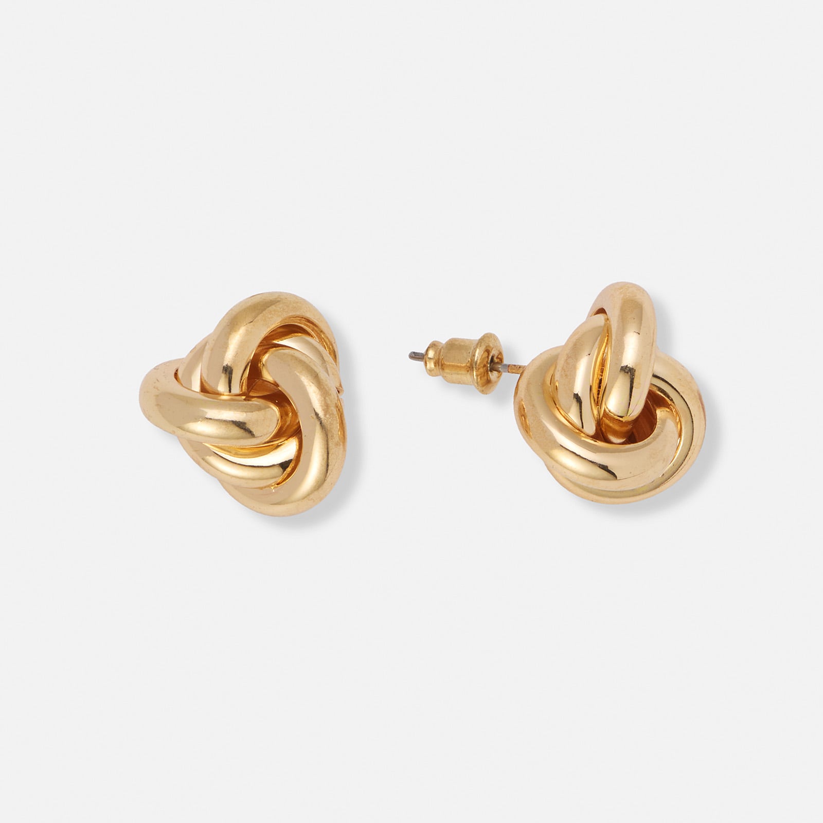 Guldfärgade örhängen, knutar - 20 mm