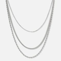 Treradigt silverfärgat halsband i olika stilar - 38+8cm