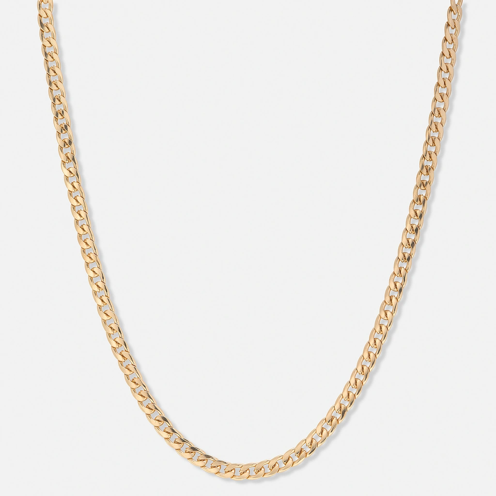 Guldfärgat halsband, pansarlänk - 38+8cm