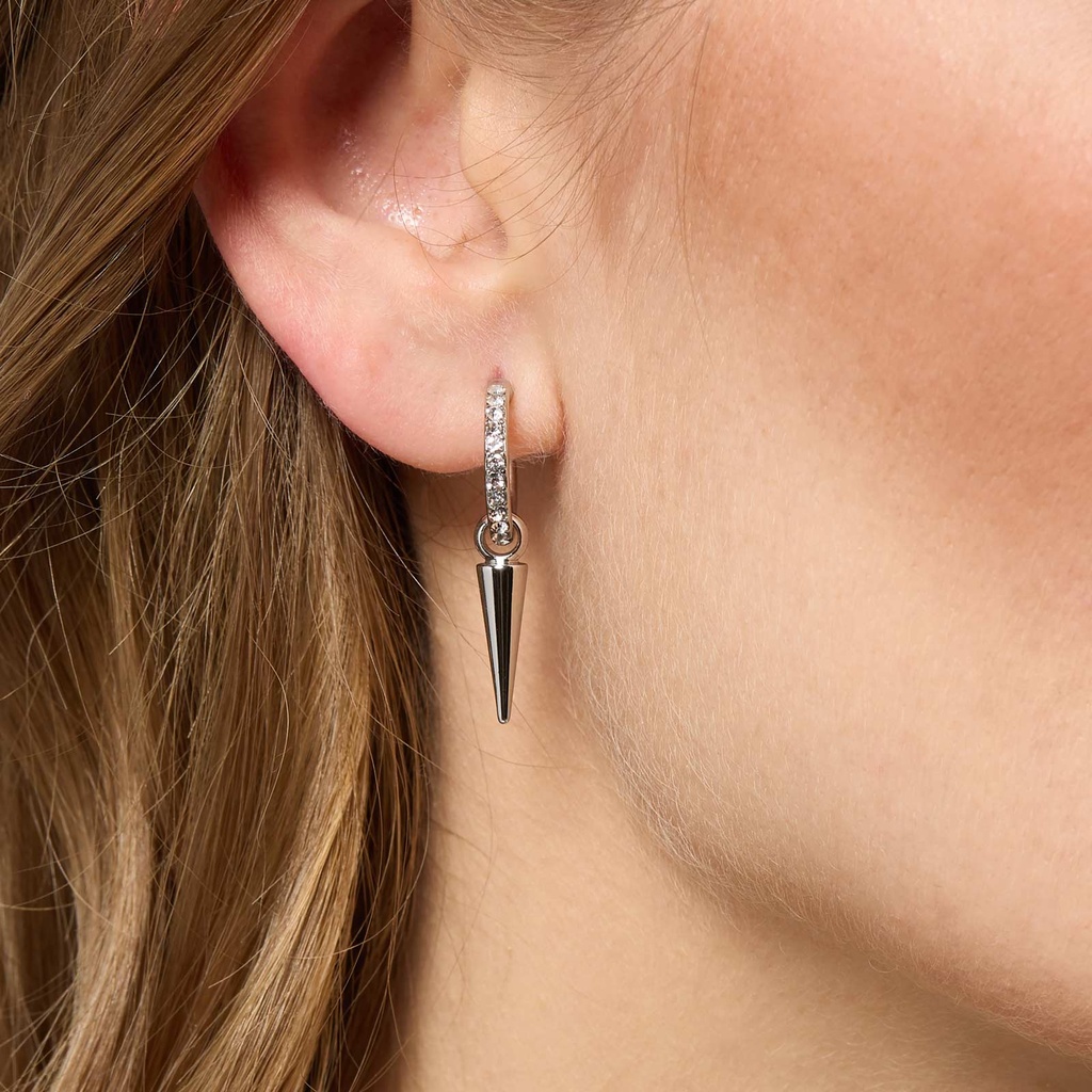 Silverfärgade örhängen - hoops, hängande nitar