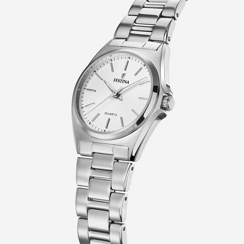 Festina F20553/2 Classic - damklocka metallband vit/stål, 31mm