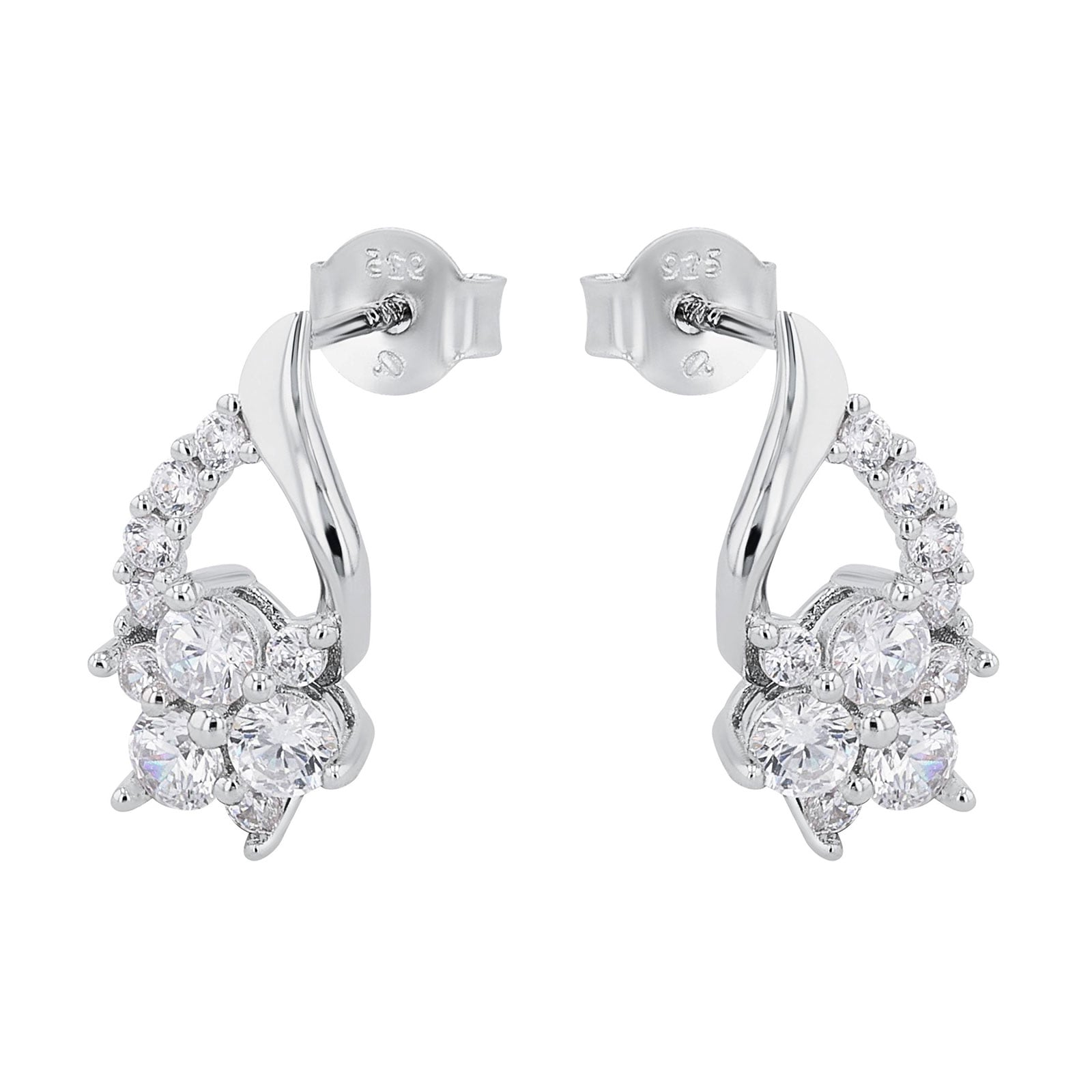 Silverörhängen droppform med blommor