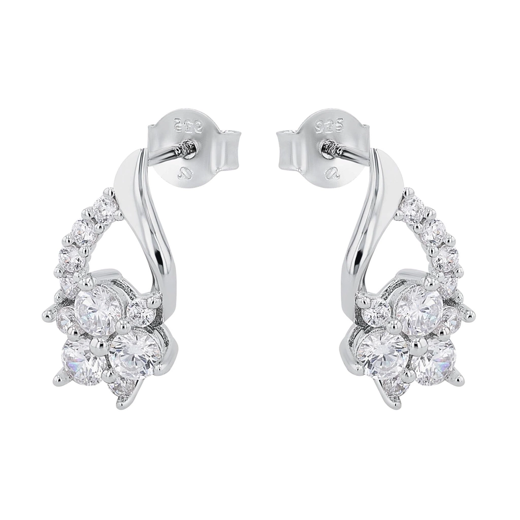 Silverörhängen droppform med blommor