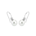Silverörhängen, hängande syntetisk pärla - 22mm