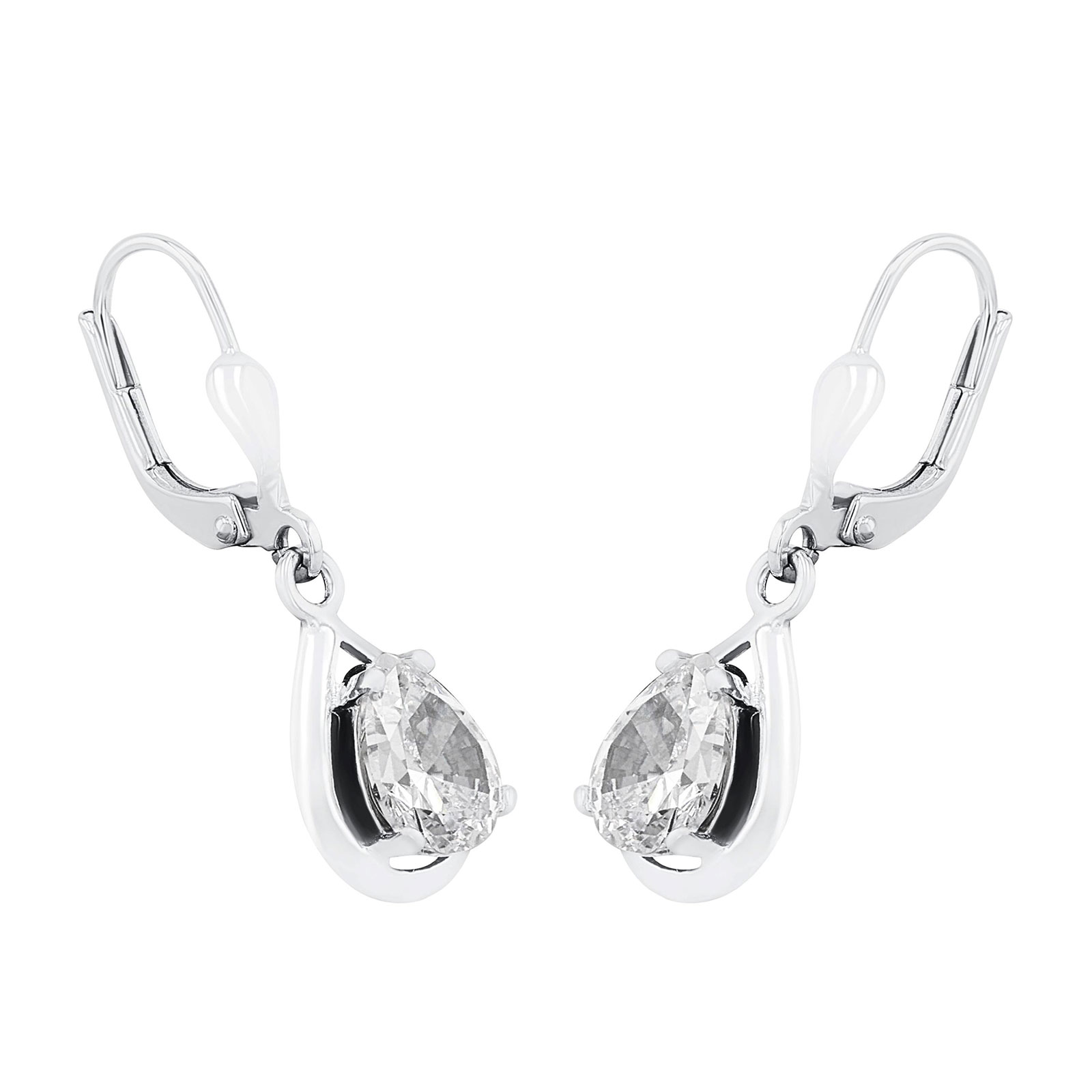 Silverörhängen, hängande droppformade stenar - 28 mm