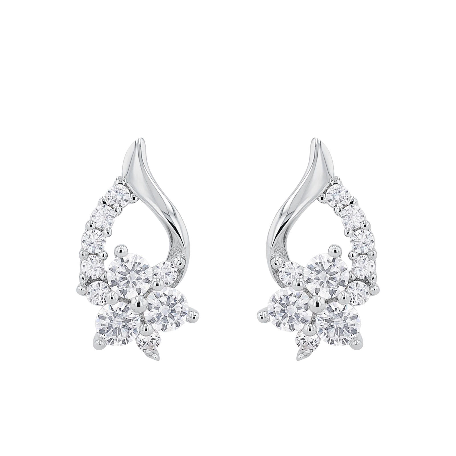 Silverörhängen droppform med blommor