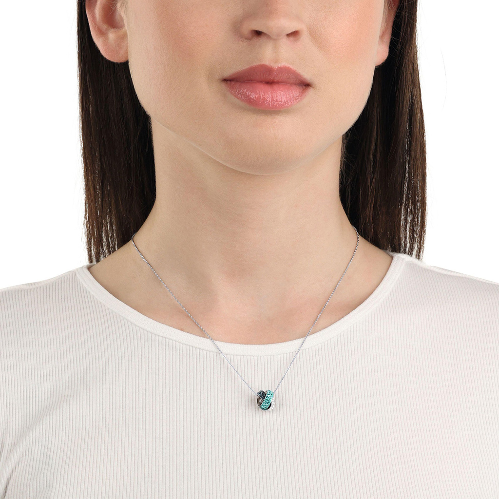 Silverhalsband, halsband och örhängen med vita stenar - 45 cm