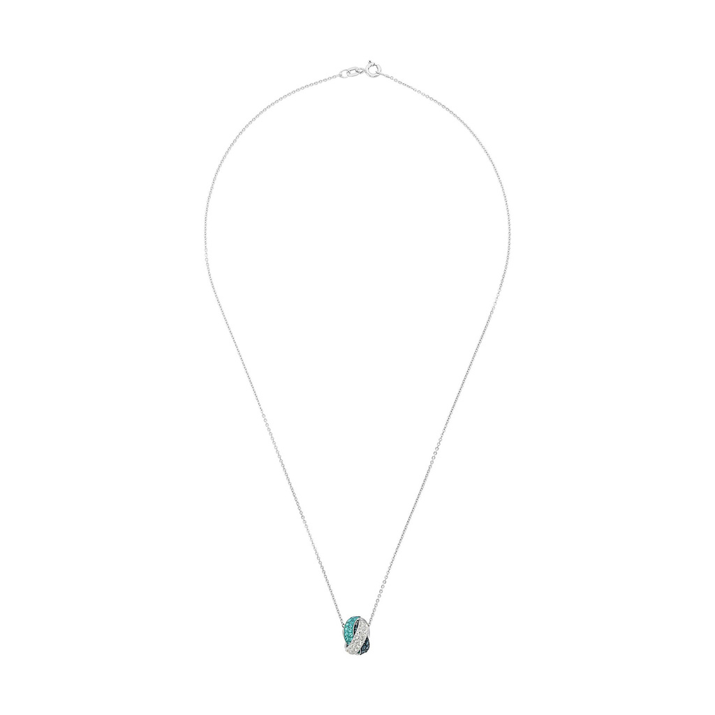 Silverhalsband, halsband och örhängen med vita stenar - 45 cm